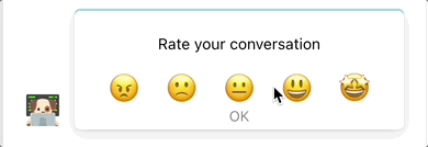 Chat interface showing customer satisfaction ratings for QuantAQ